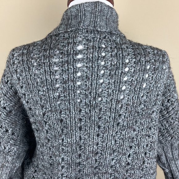 Express Women's Elbow Sleeve Open Knit Cardigan Sweater Size S Heathered Gray - Picture 5 of 7